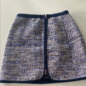 J. Crew Blue Tweed Zippered Front Pencil Skirt